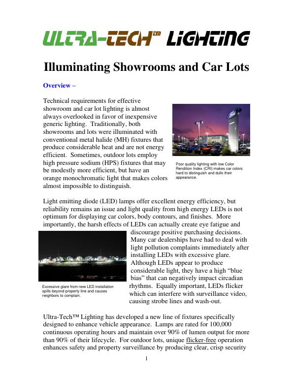 Car Lots & Showrooms Spec Sheet preview