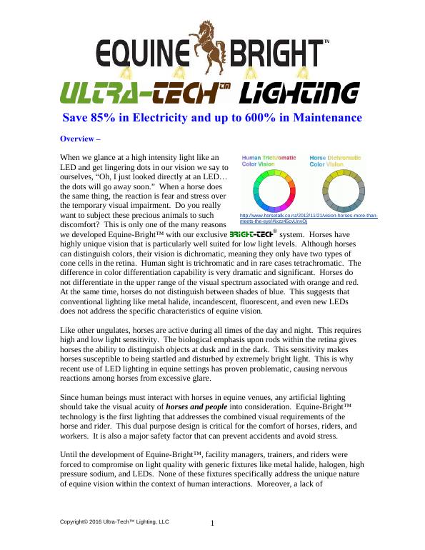 Equine-Bright™ Spec Sheet preview