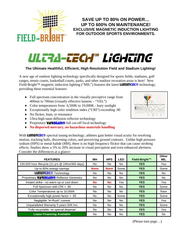Field-Bright™ Spec Sheet preview