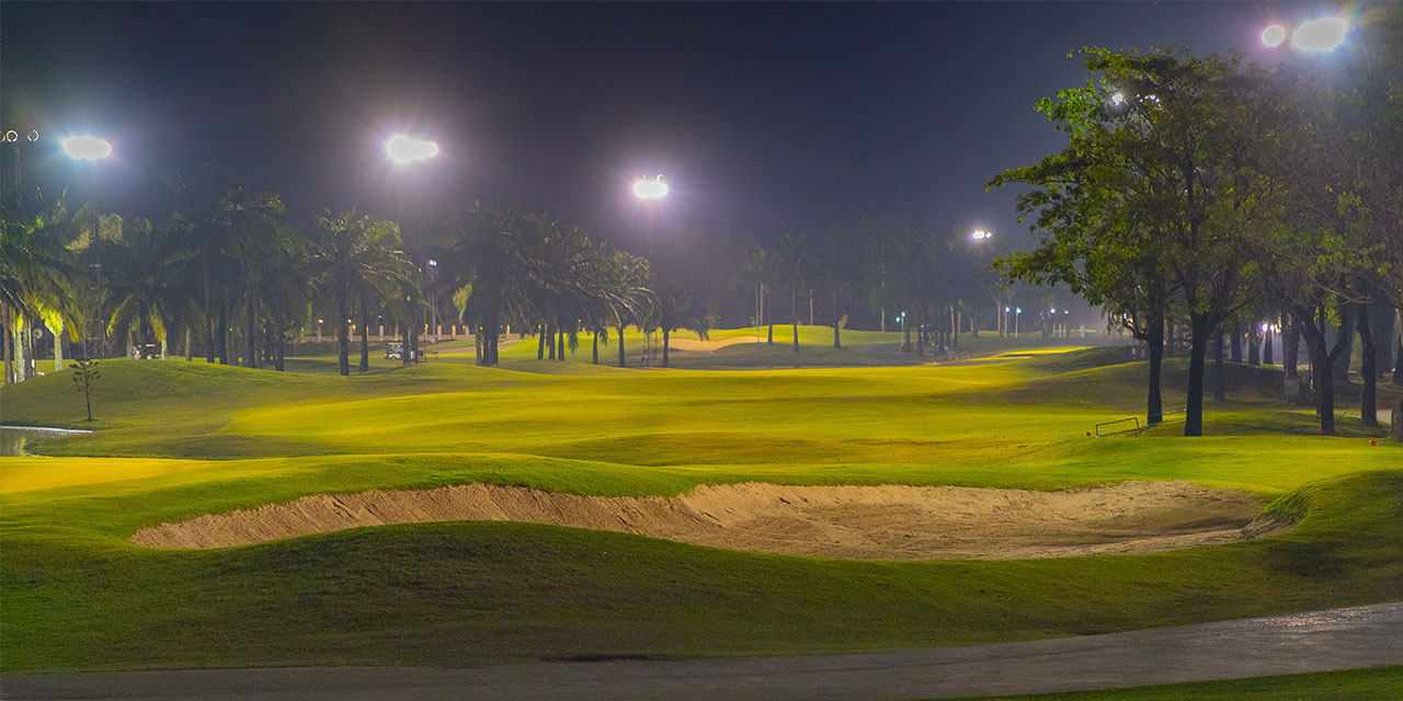 Golf course at night